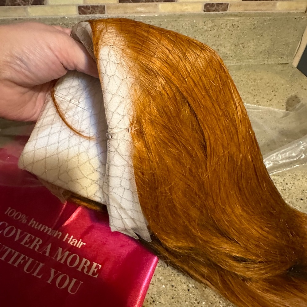 New 26 inch lace front wig human hair red/ginger/spiced natural